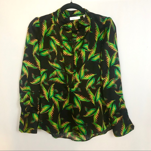 A.L.C Gosford Silk Palm Leaf Print Blouse - Picture 5 of 8
